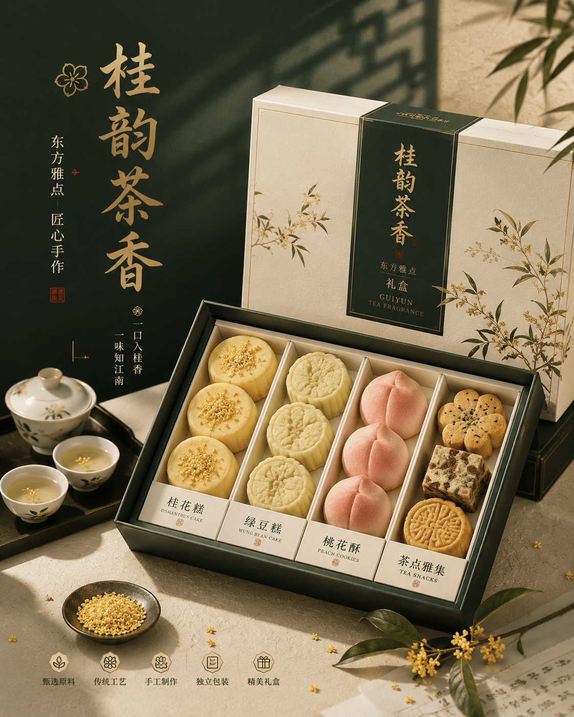 高级中式糕点礼盒海报