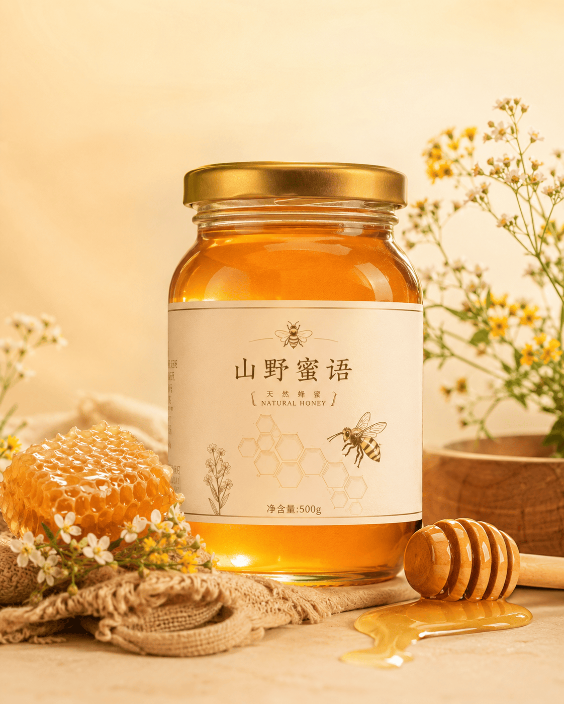 天然蜂蜜瓶身包装设计