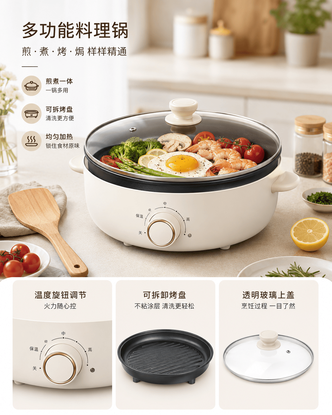 高级多功能料理锅电商图