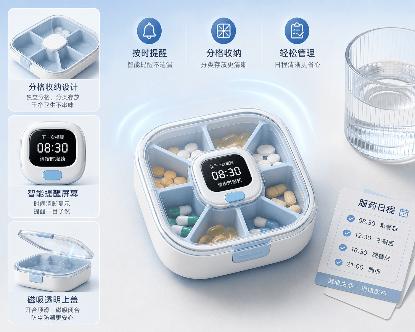 高级智能药盒电商图