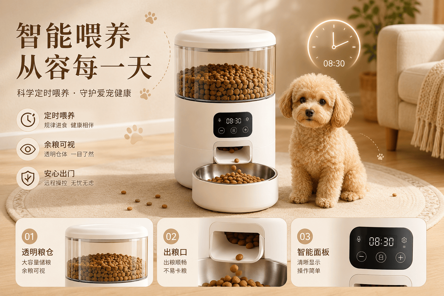 高级智能宠物喂食器电商图