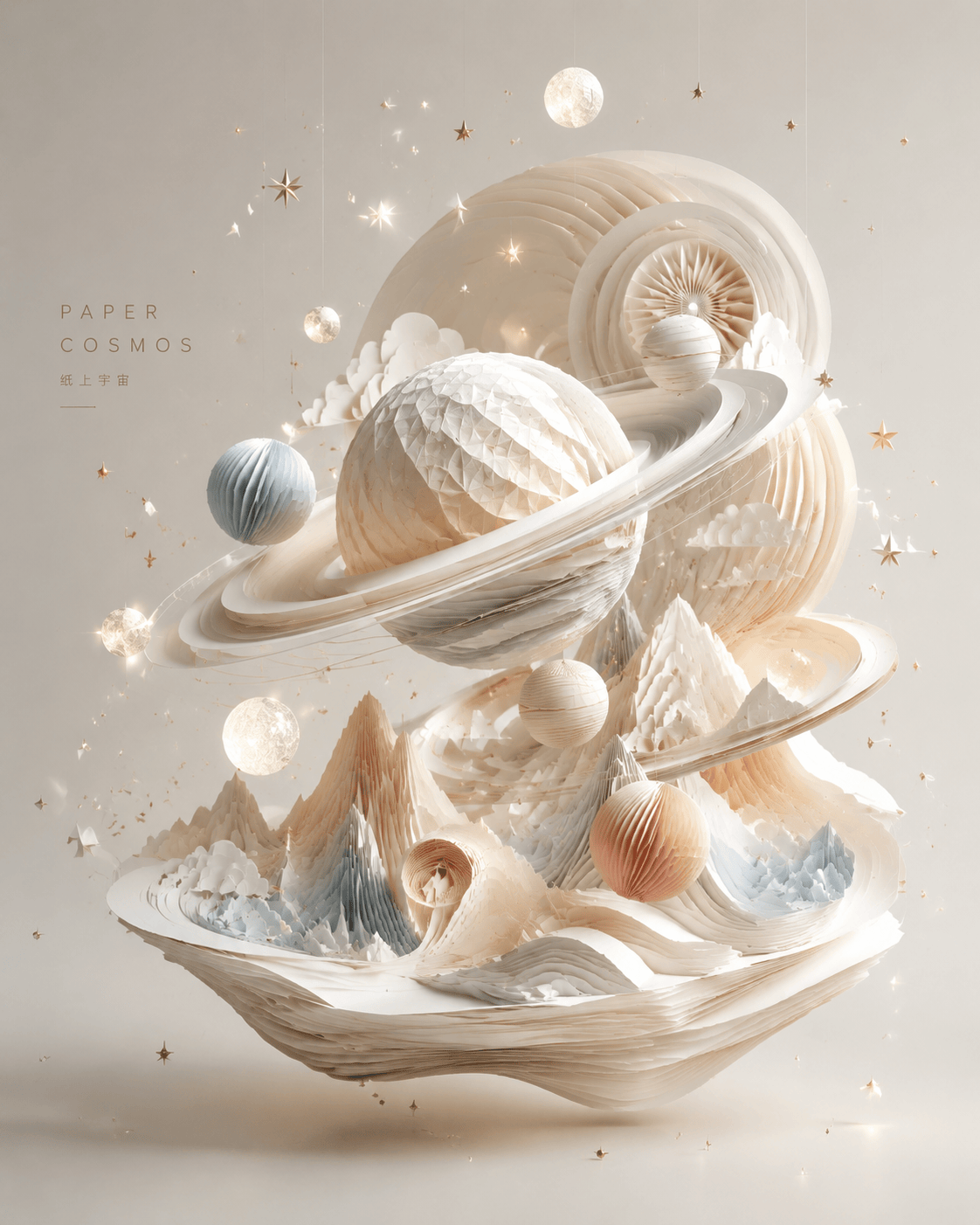 纸艺折叠宇宙装置 - 3D视觉艺术