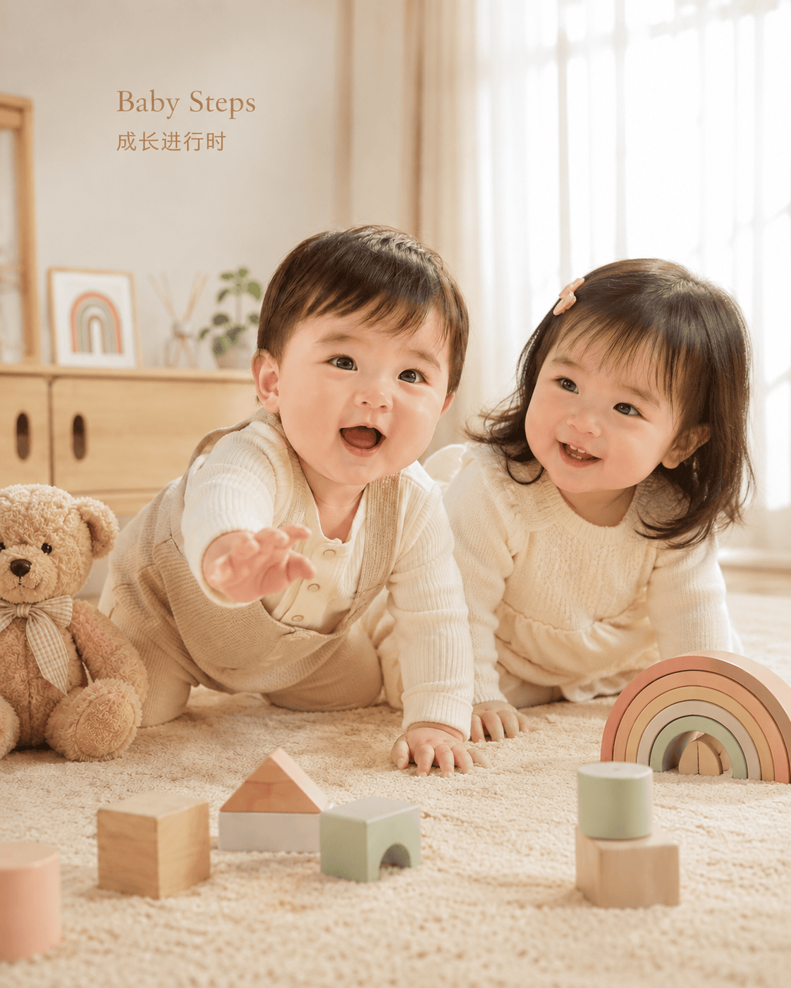 奶油晨光龙凤胎成长写真 - 母婴亲子