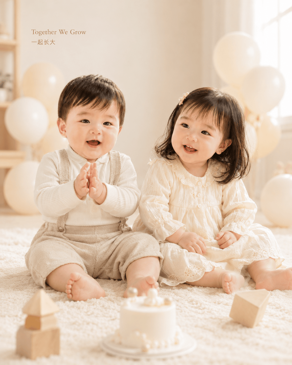 生日成长龙凤胎纪念写真 - 母婴亲子