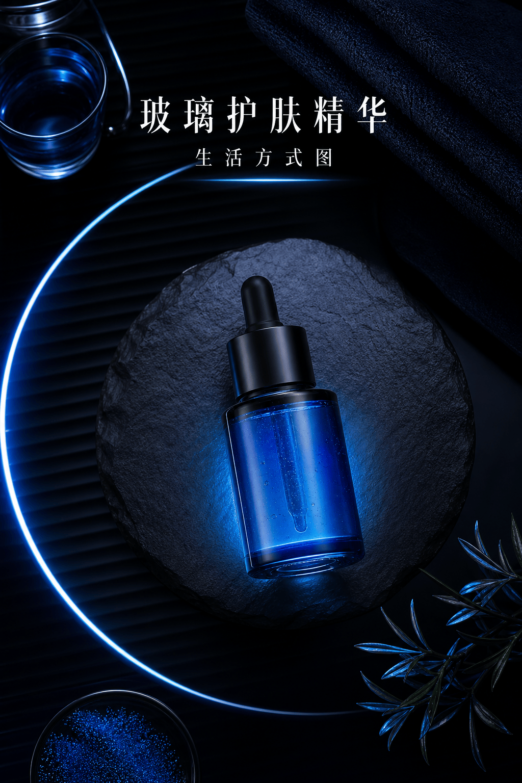 玻璃护肤精华生活方式图 - 电商产品图