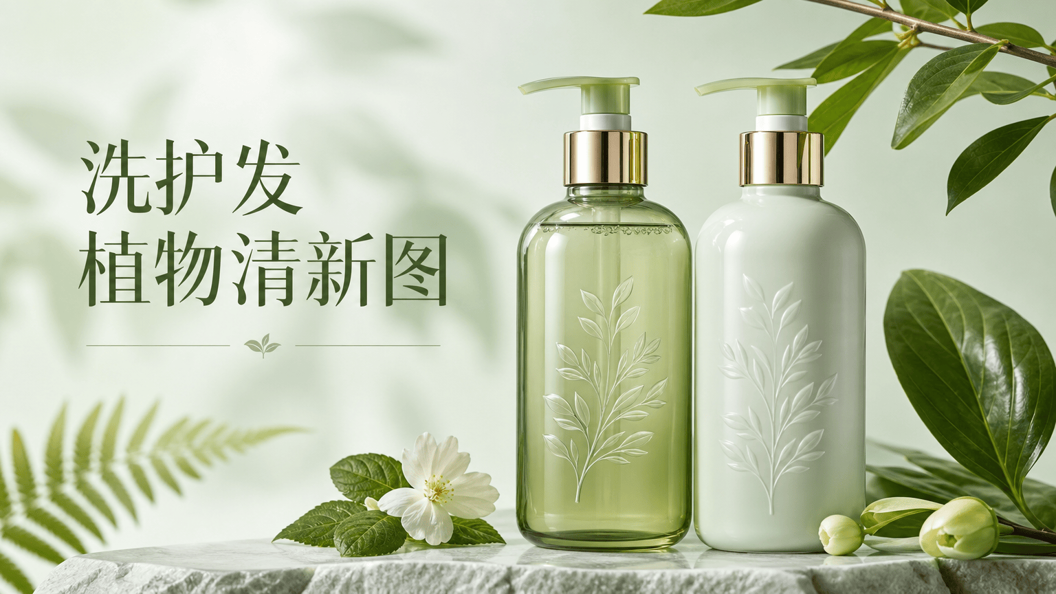 洗护发植物清新图 - 美妆护肤