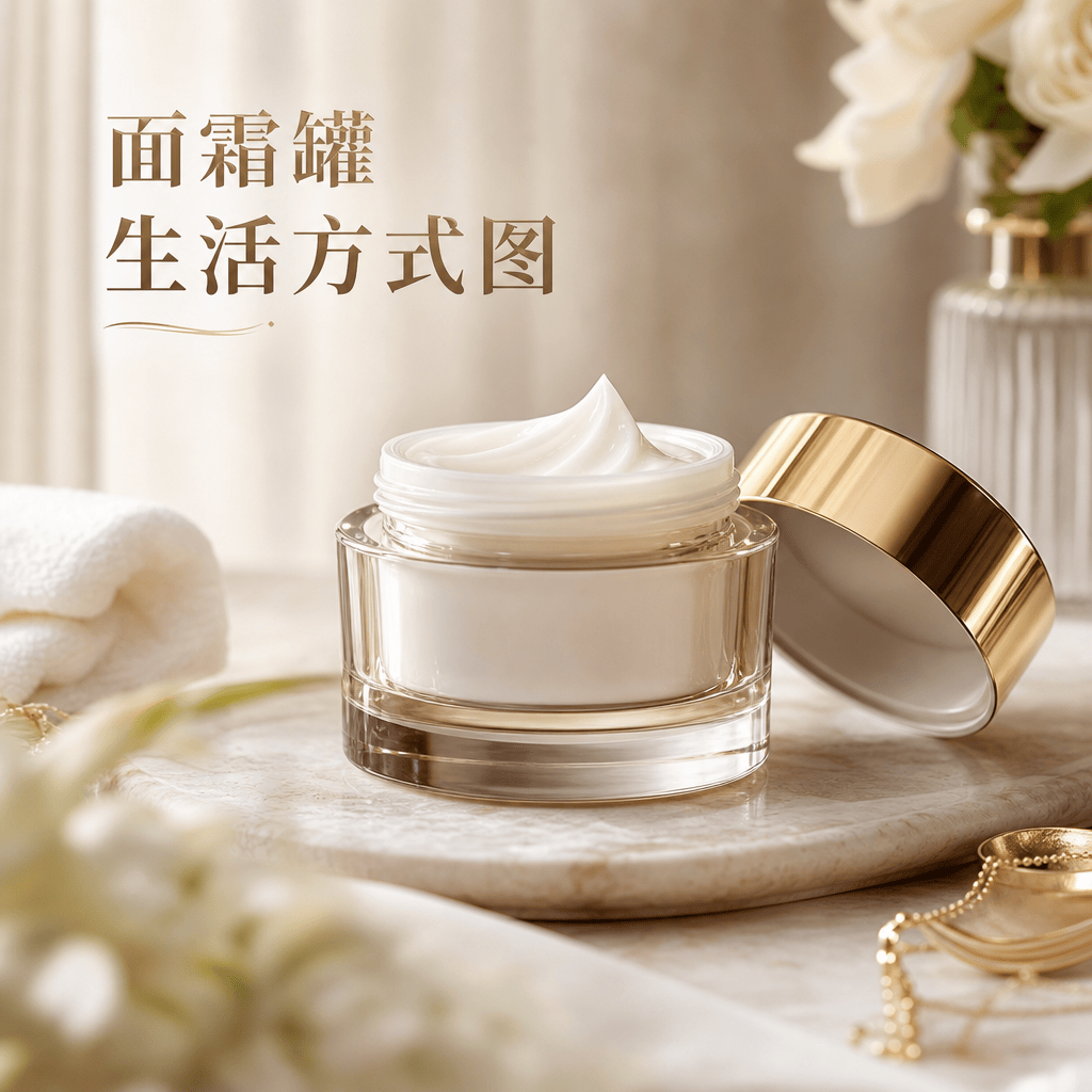 面霜罐生活方式图 - 美妆护肤