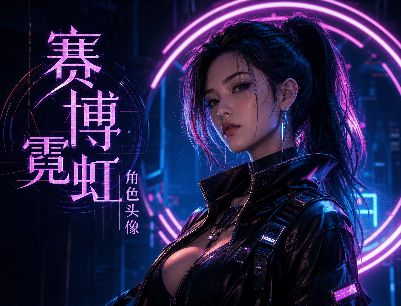 赛博霓虹角色头像