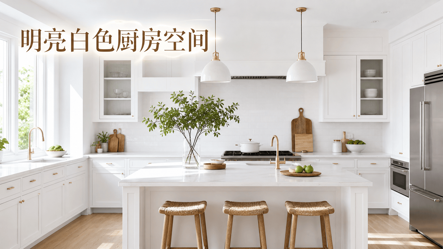 明亮白色厨房空间