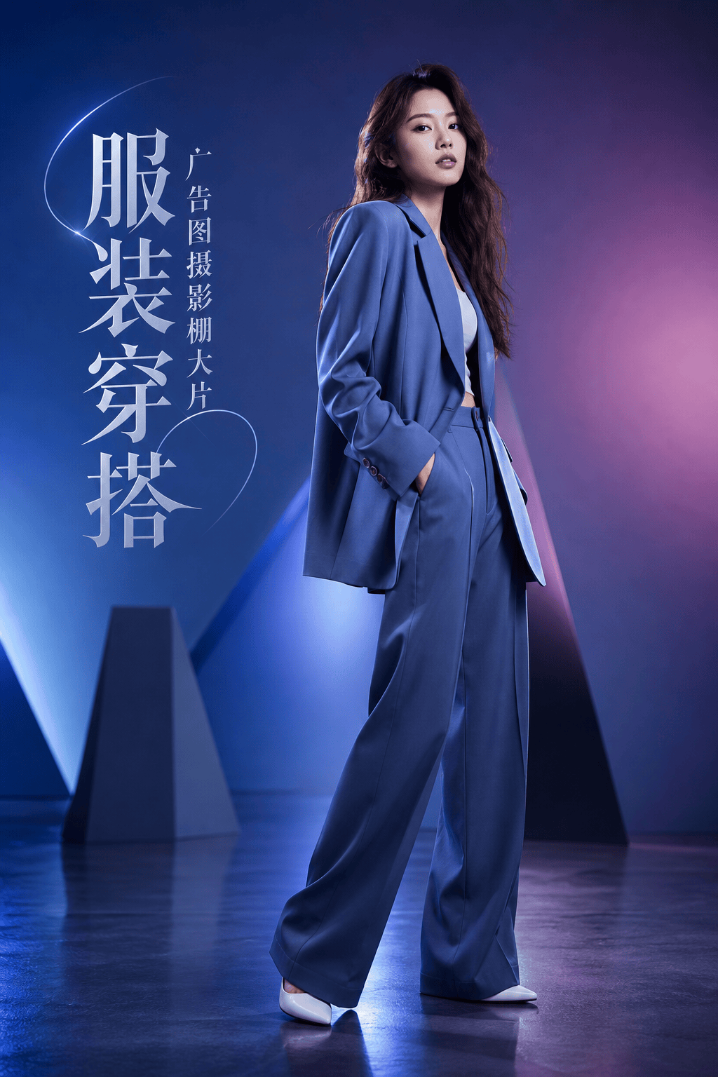 服装穿搭广告图摄影棚大片